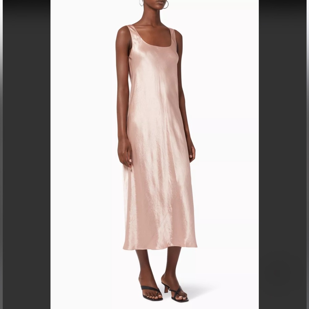 Vince Square Neck Tank Satin Slip Dress